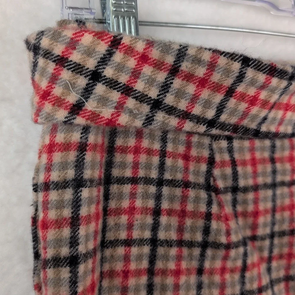 J. Crew Wool Mini Skirt Size‎ 10 Lined Belted Red Black Tan Plaid Pockets